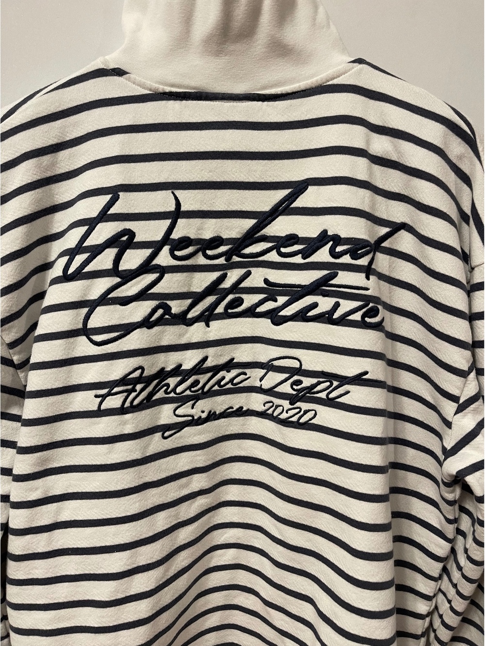 ASOS Design Striped Half-Zip Sweatshirt with Weekend Collective Embroidery, Size